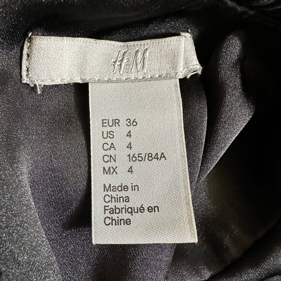 H&M Sheer High Neck Smocked Mini Shift Dress Black 4 Mod Academia Whimsigoth - Picture 9 of 11